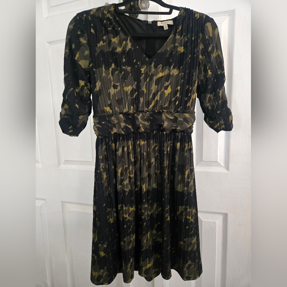 Burberry Black and Green Midi camouflage Dress Sz S